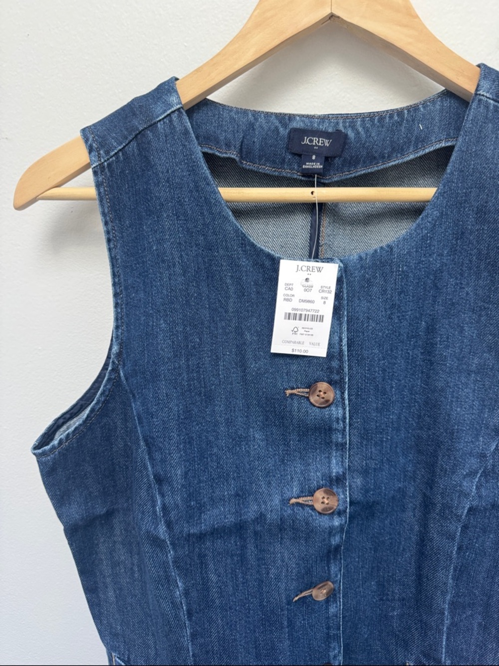 J. Crew Dark Blue Denim Button-Front Vest - Picture 6 of 15